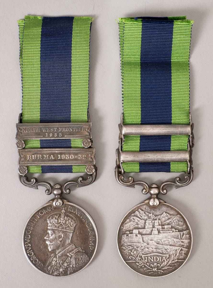 George V India Service Medal with 1930-32 Burma and 1935 North West Frontier bars to 19th Army Transport Company. at Whyte's Auctions