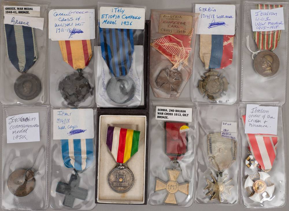 Collection of Italian, Greek, Serbian and other medals. (12) at Whyte's Auctions