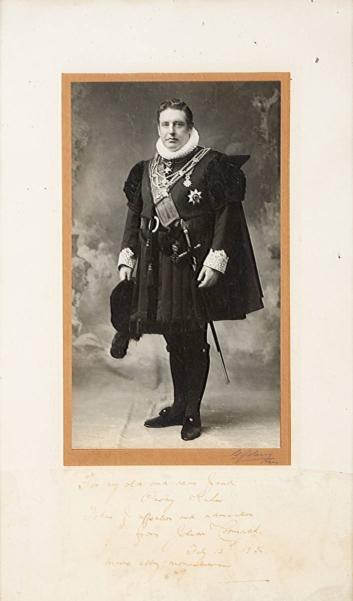 1936 photograph of John McCormack in his uniform of a Papal Count, with an inscription and his signature. at Whyte's Auctions