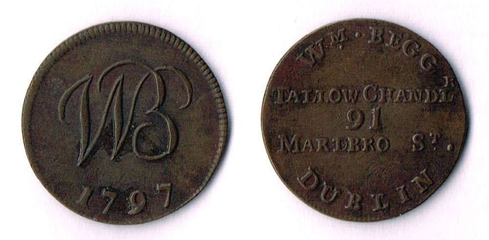 18th Century farthing token of William Begg, Tallow Chandler, Dublin. at Whyte's Auctions