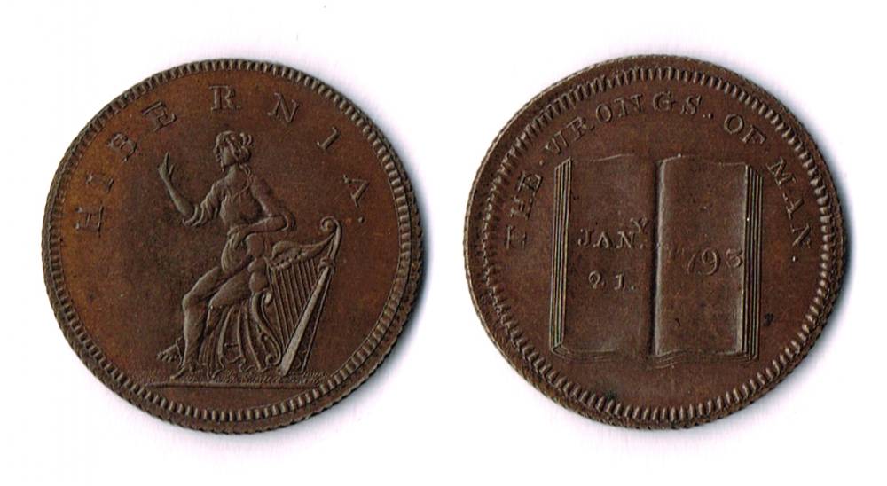 Farthing token, 'The Wrongs of Man'. at Whyte's Auctions