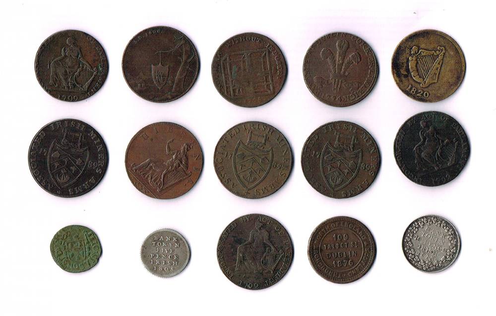 17th to 19th Century halfpenny tokens collection (12) at Whyte's Auctions
