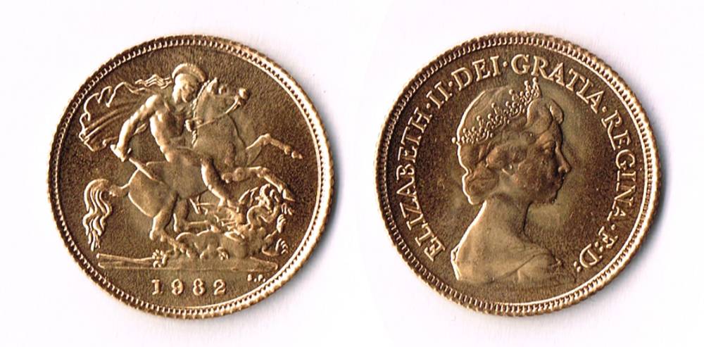 Elizabeth II gold half sovereign, 1982. at Whyte's Auctions