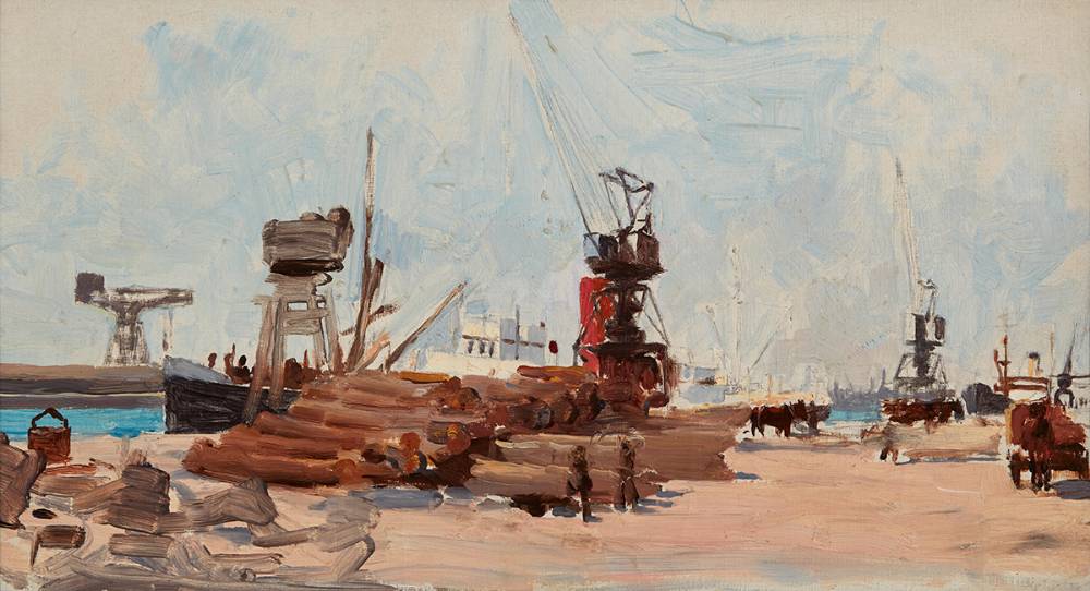 DUBLIN DOCKS by Dermod O'Brien sold for �1,700 at Whyte's Auctions