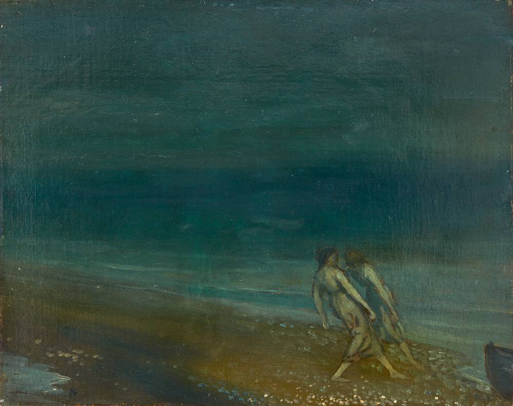 MOONLIGHT SCENE WITH TWO FIGURES ON A SHORE by George Russell ('�') (1867-1935) at Whyte's Auctions