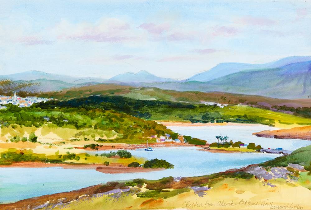 CLIFDEN FROM THE ALCOCK AND BROWN MONUMENT, COUNTY GALWAY by Kenneth Webb RWA FRSA RUA (b.1927) at Whyte's Auctions