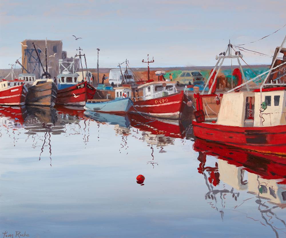 TRAWLERS, COAL HARBOUR, D�N LAOGHAIRE, COUNTY DUBLIN by Tom Roche (b.1940) at Whyte's Auctions