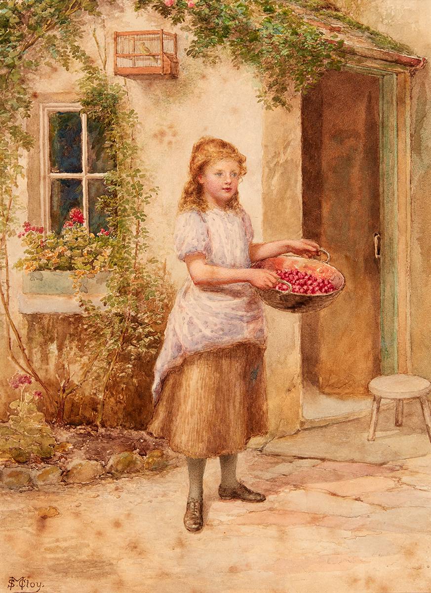 YOUNG GIRL WITH BASKET OF FRUIT by Samuel McCloy (1831-1904) at Whyte's Auctions