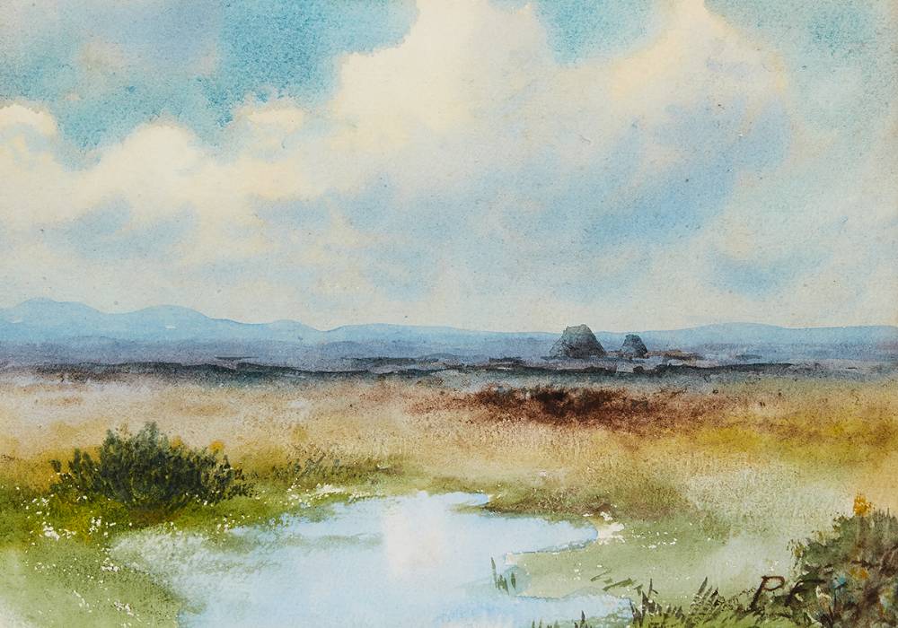 BOGLAND WITH TURF STACKS by William Percy French (1854-1920) at Whyte's Auctions
