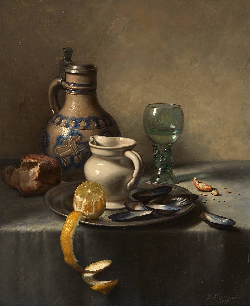 STILL LIFE WITH MUSSELS, 1957 by Johannes Hendrik Eversen (Dutch, 1906-1995) at Whyte's Auctions