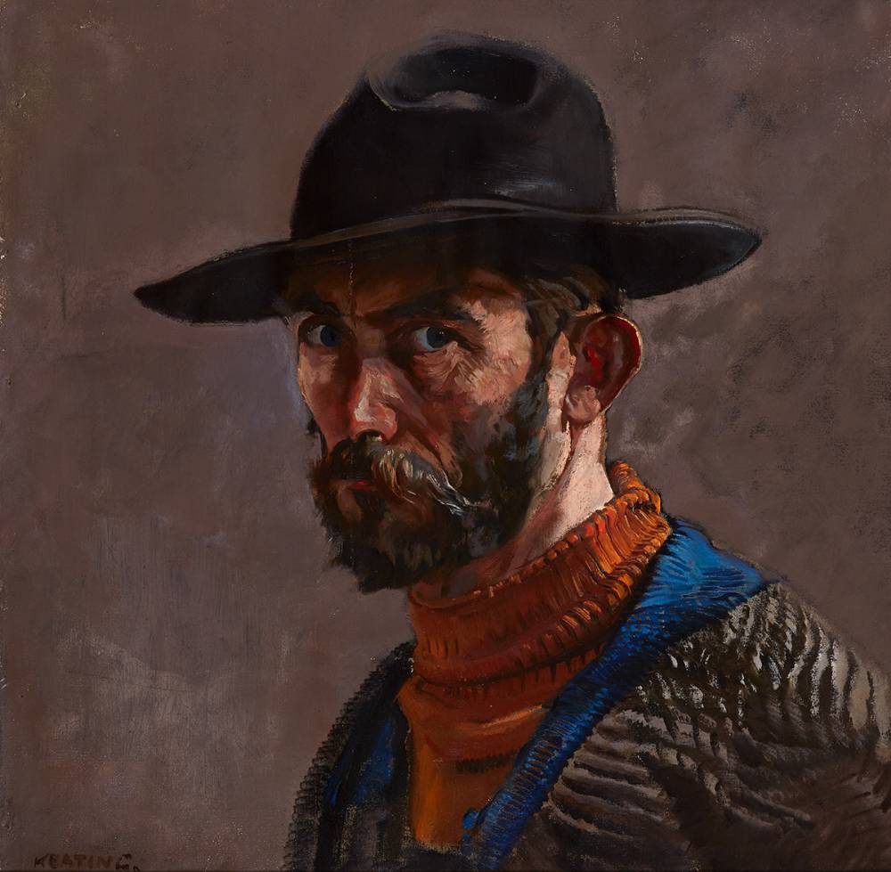 SELF PORTRAIT WEARING A HAT, c. 1940s by Seán Keating sold for €30,000 at Whyte's Auctions