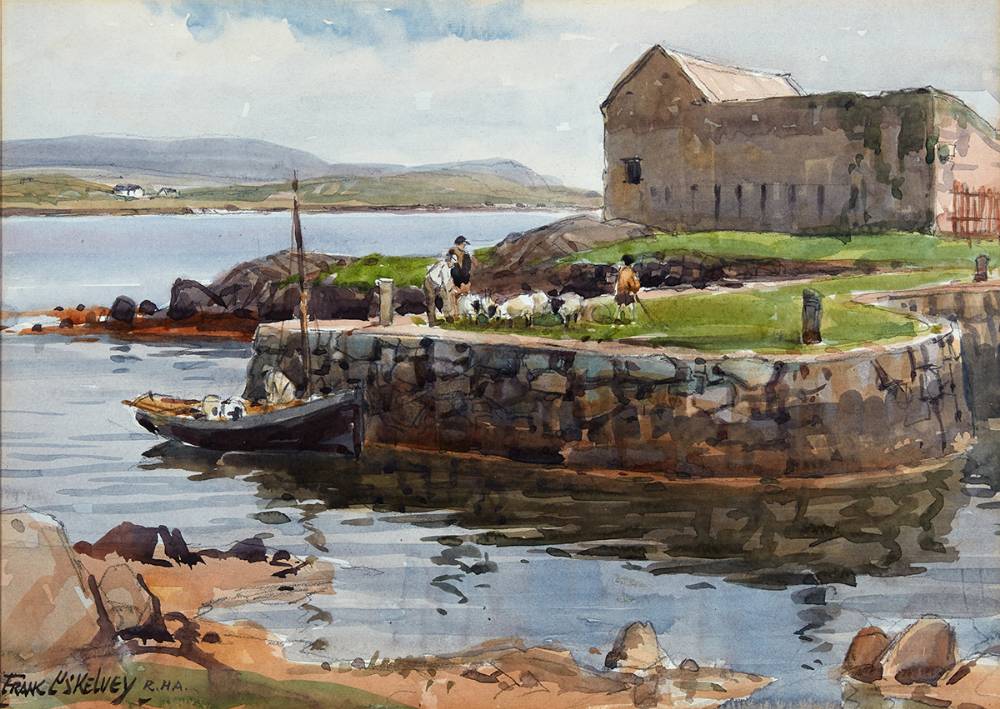 THE MONASTERY PIER, ROUNDSTONE, COUNTY GALWAY by Frank McKelvey RHA RUA (1895-1974) at Whyte's Auctions