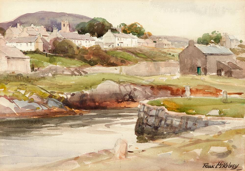 ROUNDSTONE FROM MONASTERY PIER, COUNTY GALWAY by Frank McKelvey RHA RUA (1895-1974) at Whyte's Auctions