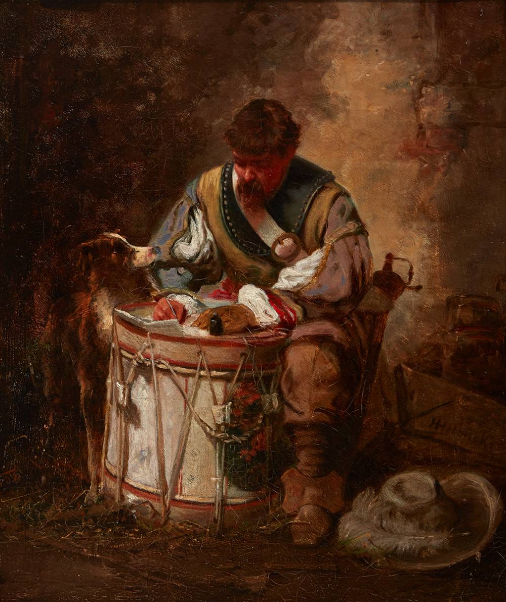 DRUMMER AND DOG by Howard Helmick American, (1845-1907) at Whyte's Auctions