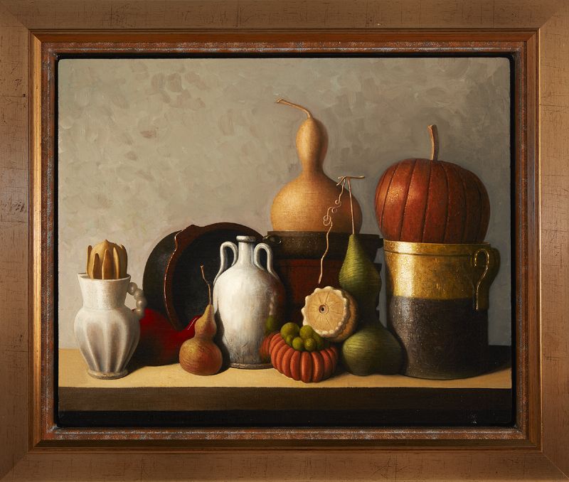 STILL LIFE WITH TERRACOTTA OBJECTS AND GOURDS, 2020 by Stuart Morle sold for 1,300 at Whyte's Auctions