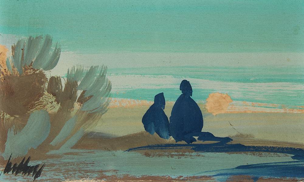FIGURES SITTING BY THE SHORE by Markey Robinson (1918-1999) at Whyte's Auctions