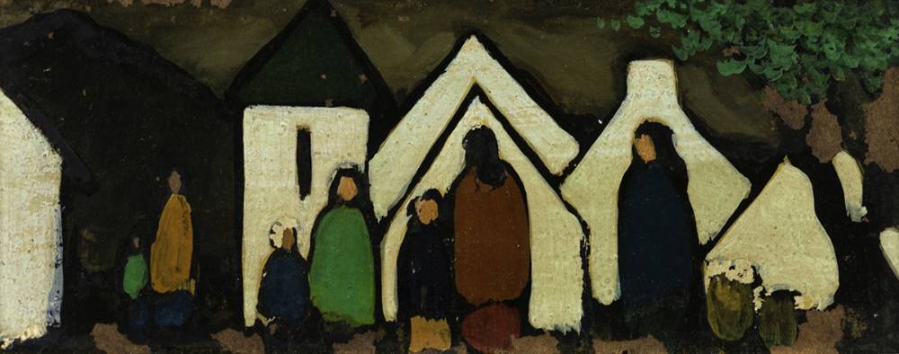 SEVEN FIGURES AND COTTAGES by Markey Robinson (1918-1999) (1918-1999) at Whyte's Auctions
