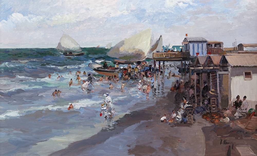 PLAYA [BEACH SCENE] by Jose Luis Checa Galindo sold for �360 at Whyte's Auctions