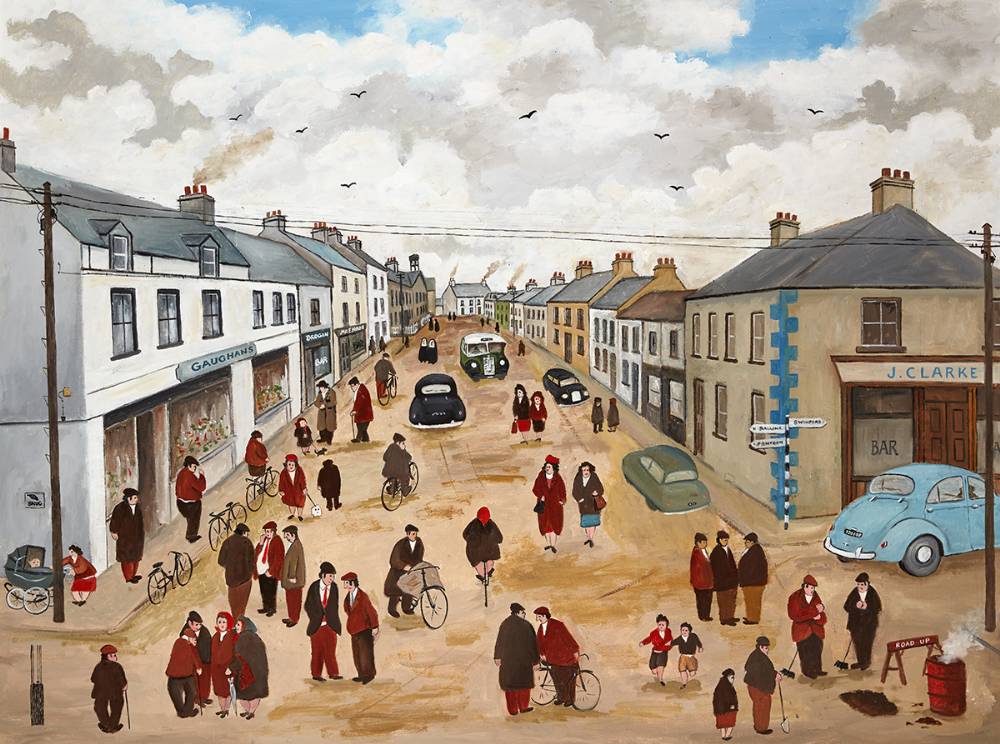 GAUGHAN'S, MAIN STREET, FOXFORD, COUNTY MAYO by John Schwatschke (b.1943) (b.1943) at Whyte's Auctions