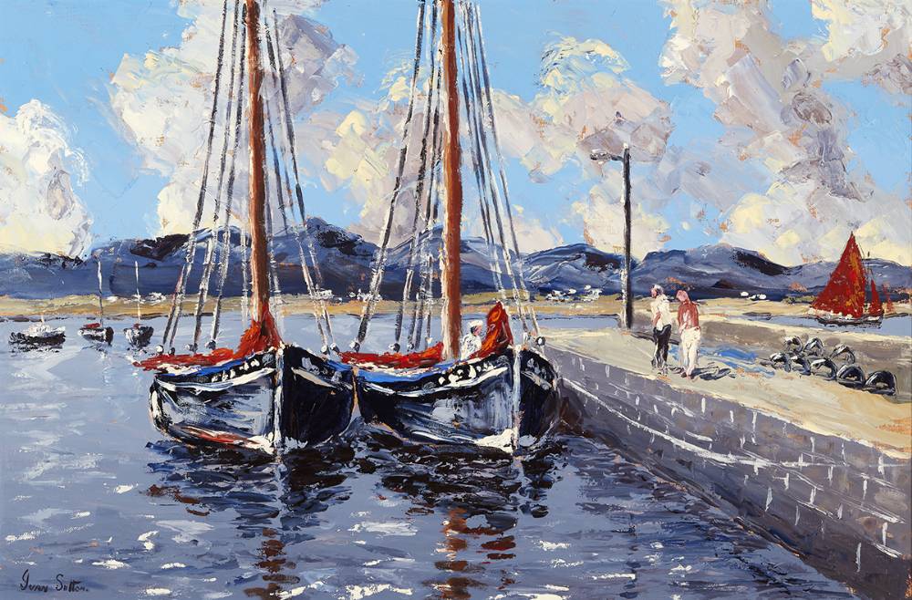 GALWAY HOOKERS, ROUNDSTONE HARBOUR, COUNTY GALWAY by Ivan Sutton sold for �2,700 at Whyte's Auctions