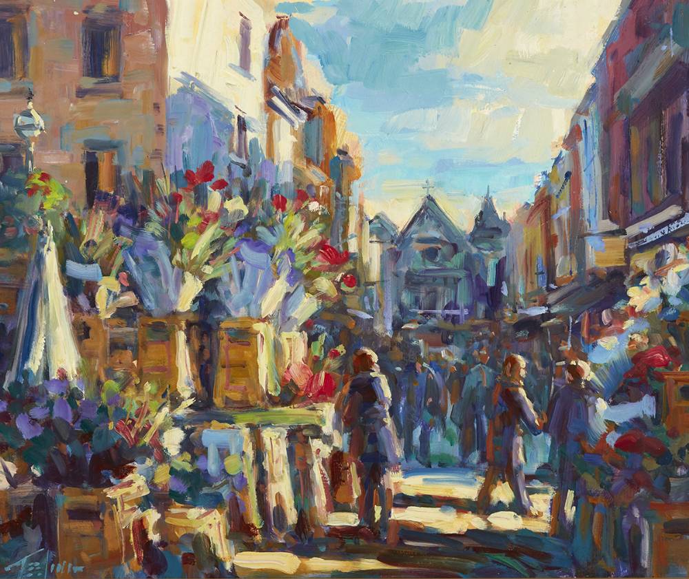 FLOWER SELLERS, GRAFTON STREET, DUBLIN by Norman Teeling sold for �1,600 at Whyte's Auctions