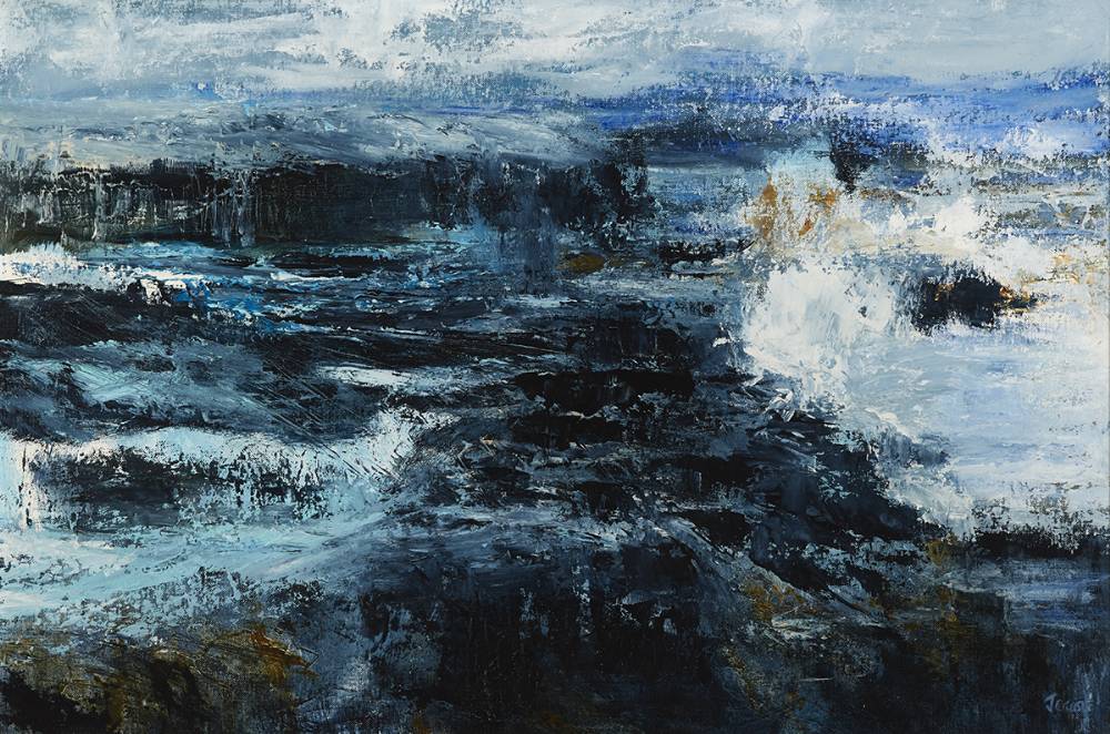 SEA AT PORTNAHALLY I, COUNTY MAYO by Janet Cruise Halpin (b.1952) at Whyte's Auctions