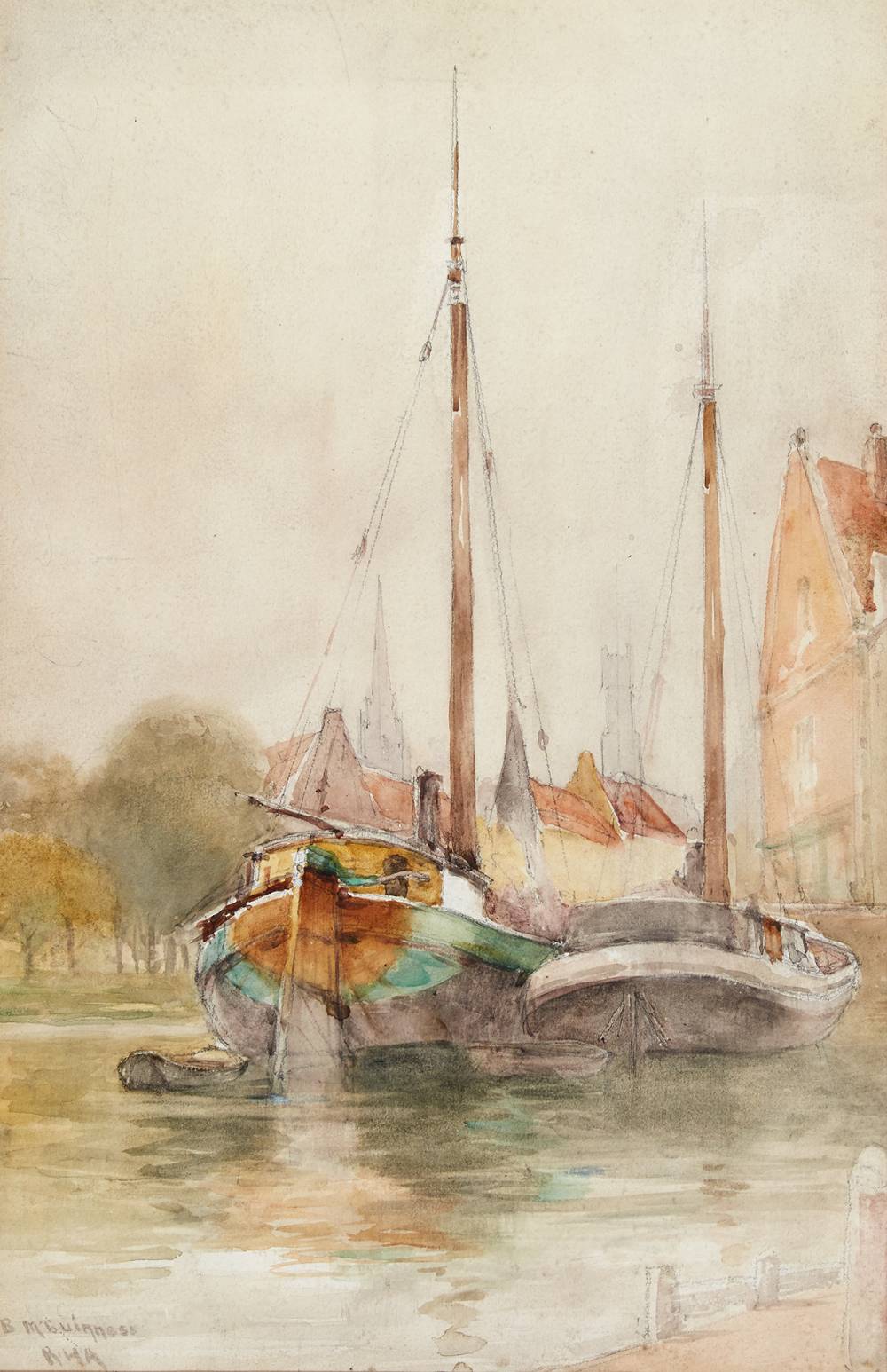 DUTCH BARGES by William Bingham McGuinness RHA (1849-1928) RHA (1849-1928) at Whyte's Auctions
