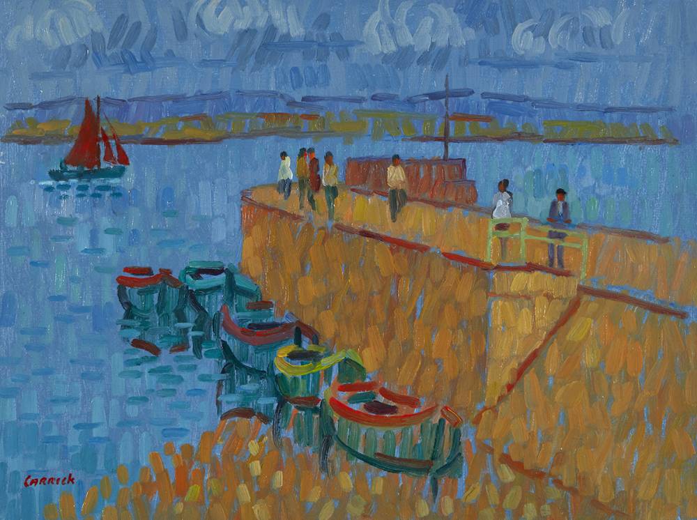 SAILING WITH THE TIDE, CARRAROE by Desmond Carrick RHA (1928-2012) at Whyte's Auctions