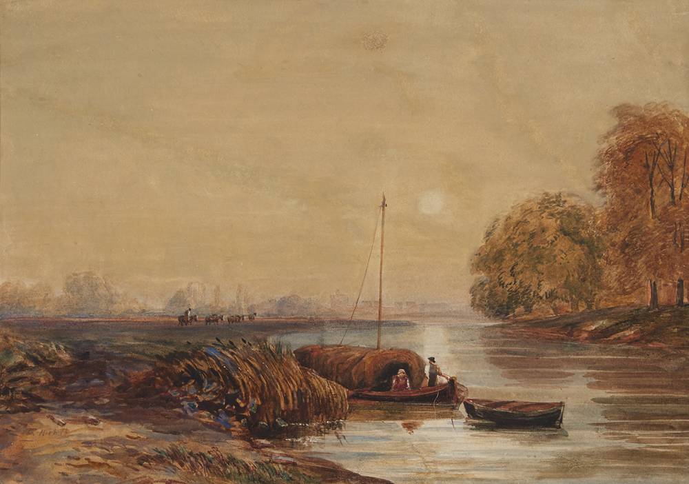 LAKE SCENE WITH FIGURES ON A BOAT by Andrew Nicholl RHA (1804-1886) RHA (1804-1886) at Whyte's Auctions