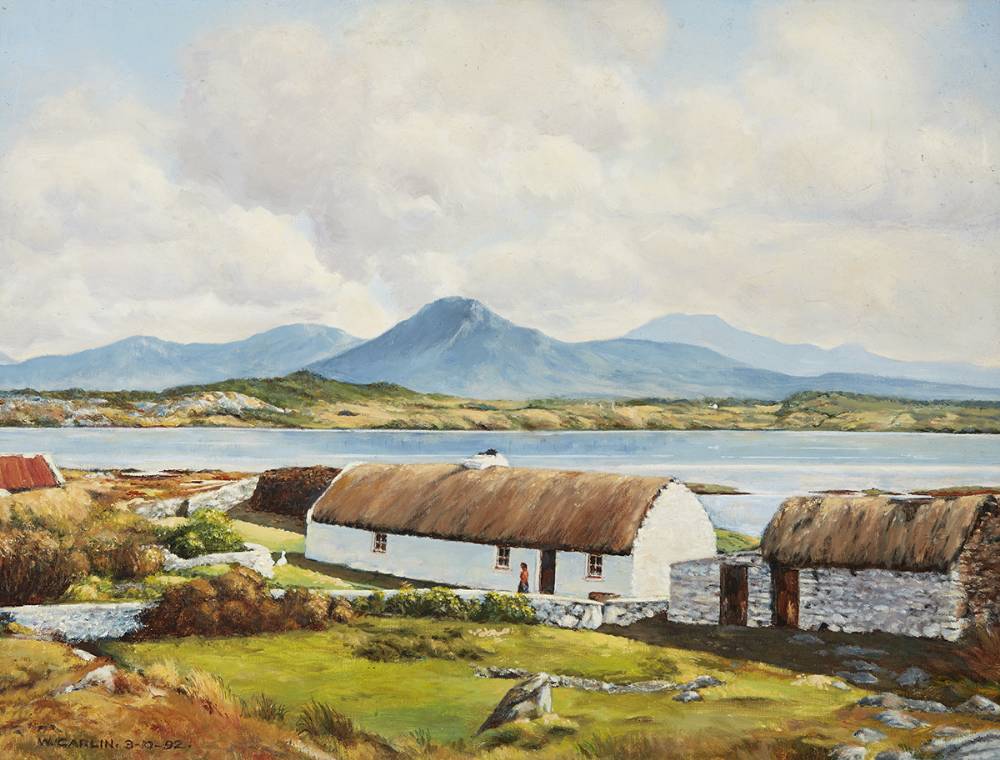 THATCHED COTTAGE, RENVYLE PENINSULA, CONNEMARA, 1992 by W Carlin  at Whyte's Auctions