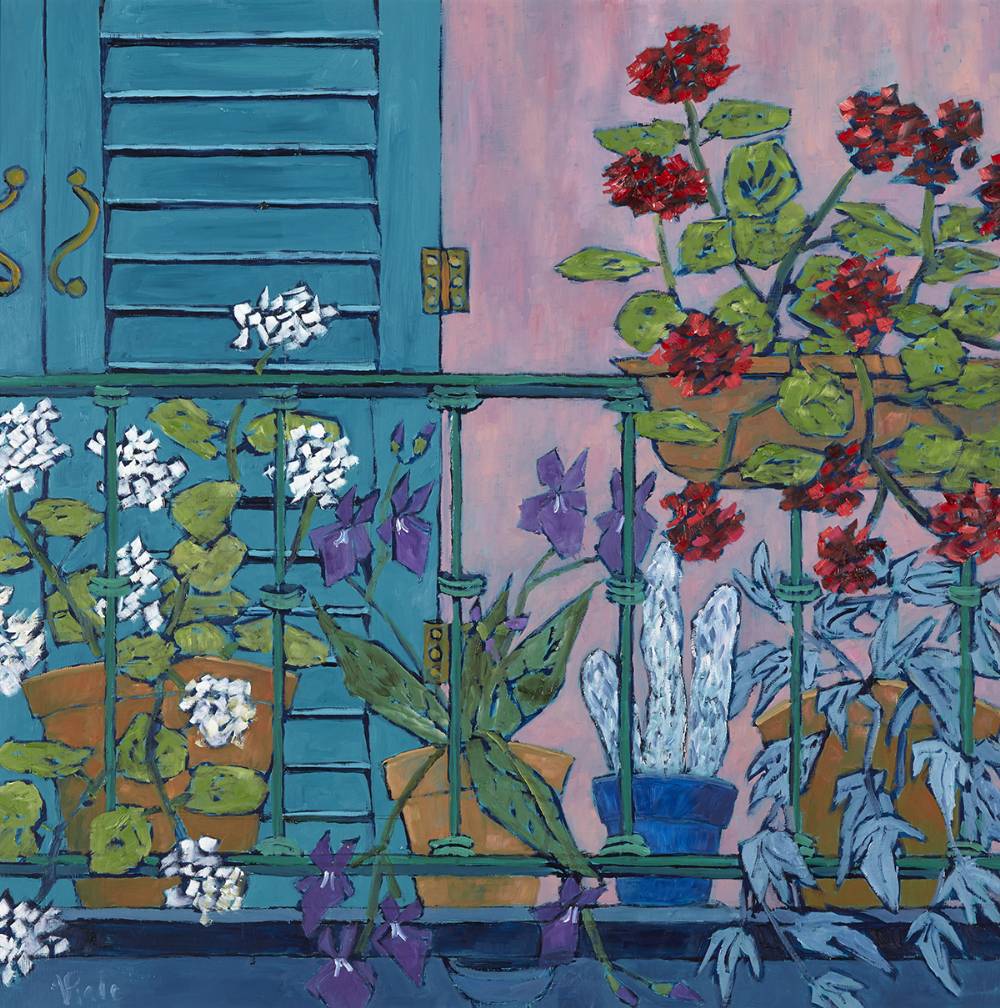 PINK BALCONY, PORTO MAURIZIO, ITALY by Patrick Viale (b.1952) at Whyte's Auctions