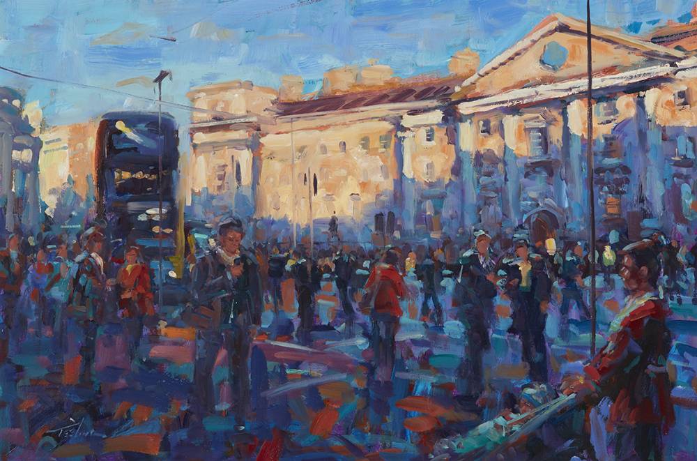 COLLEGE GREEN, DUBLIN by Norman Teeling (b.1944) at Whyte's Auctions