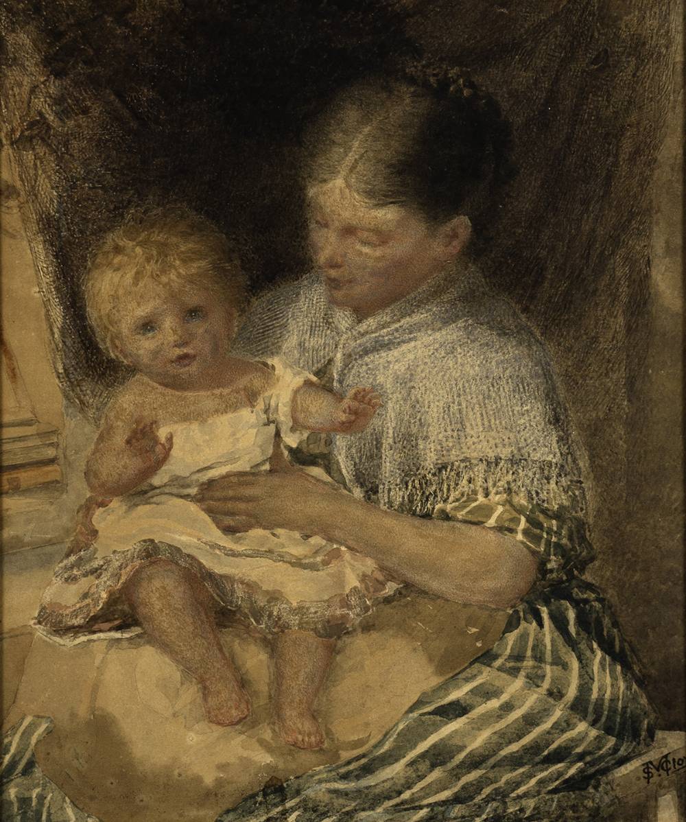 THE BABY, HIS DAUGHTER ELIZABETH, c. 1870 by Samuel McCloy (1831-1904) (1831-1904) at Whyte's Auctions