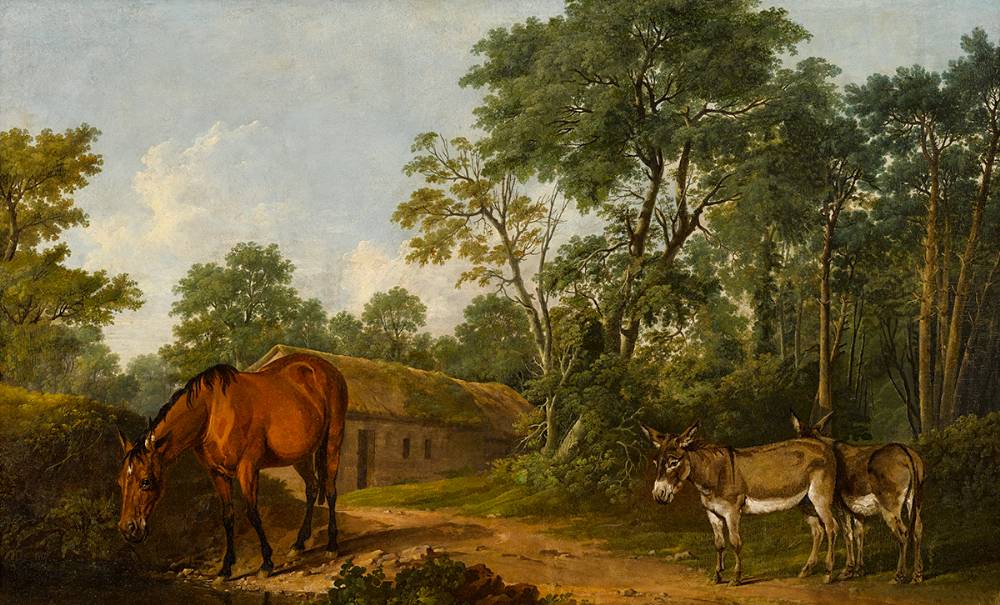 HORSES AND DONKEYS IN WOODED LANDSCAPE by Thomas Roberts sold for 29,000 at Whyte's Auctions