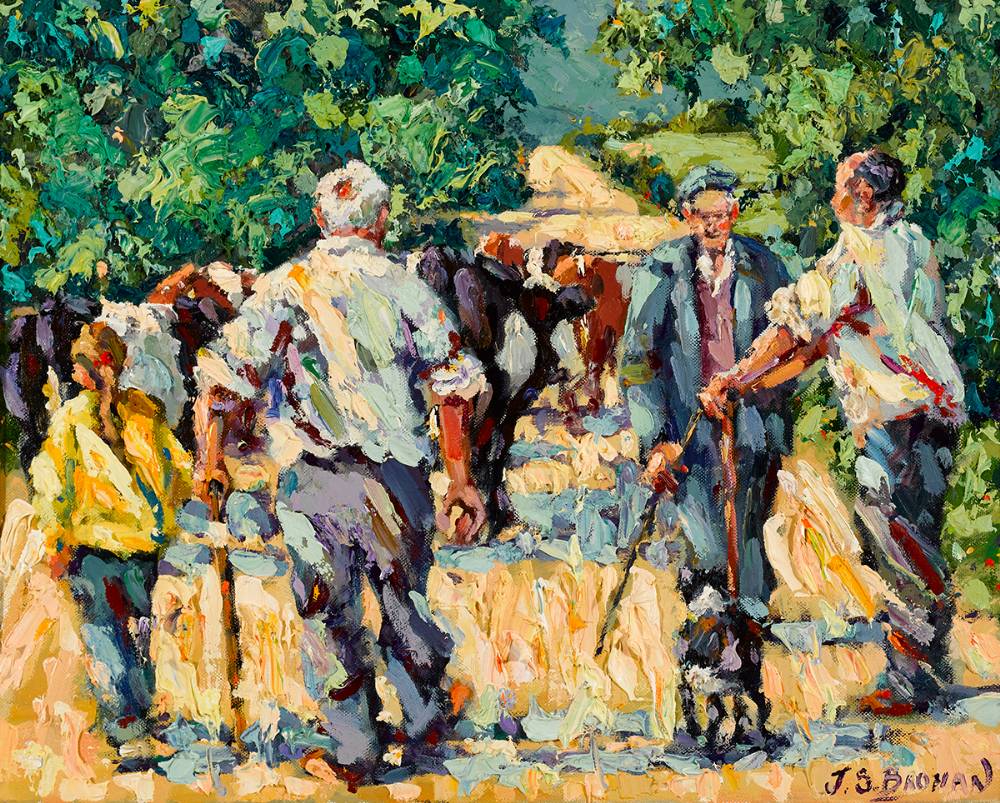 FIGURES WITH CATTLE ON A COUNTRY ROAD by James S. Brohan (b.1952) at Whyte's Auctions