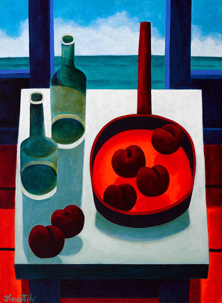 STILL LIFE WITH PLUMS AND BOTTLES by Graham Knuttel (b.1954) at Whyte's Auctions