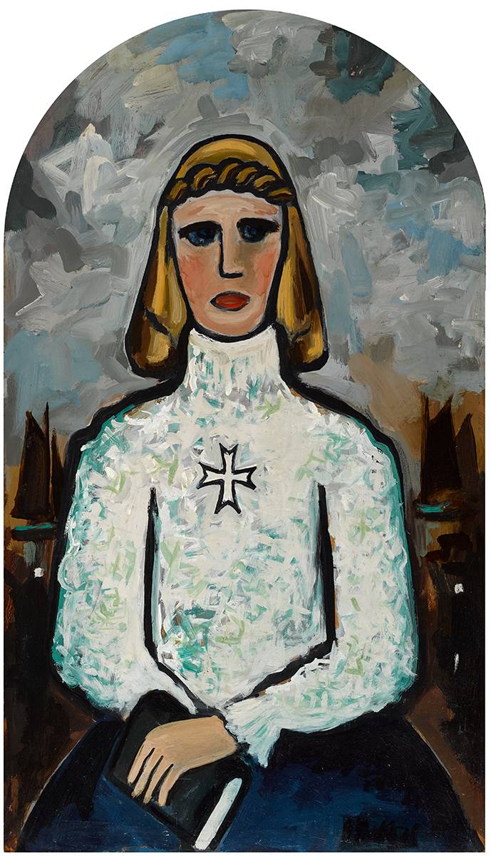 PORTRAIT OF MRS. MAY ROBINSON, THE ARTIST'S WIFE by Markey Robinson (1918-1999) at Whyte's Auctions