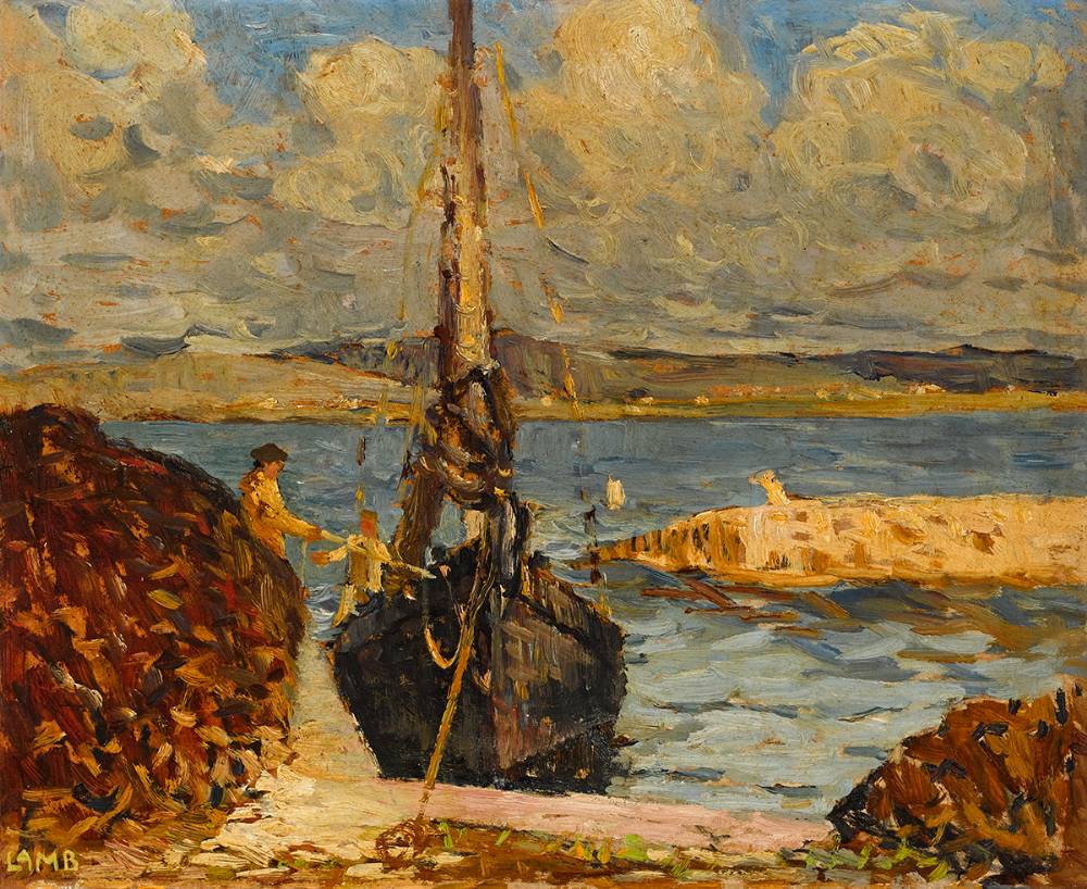 TURF BOAT AT CARRAROE, COUNTY GALWAY by Charles Vincent Lamb RHA RUA (1893-1964) at Whyte's Auctions
