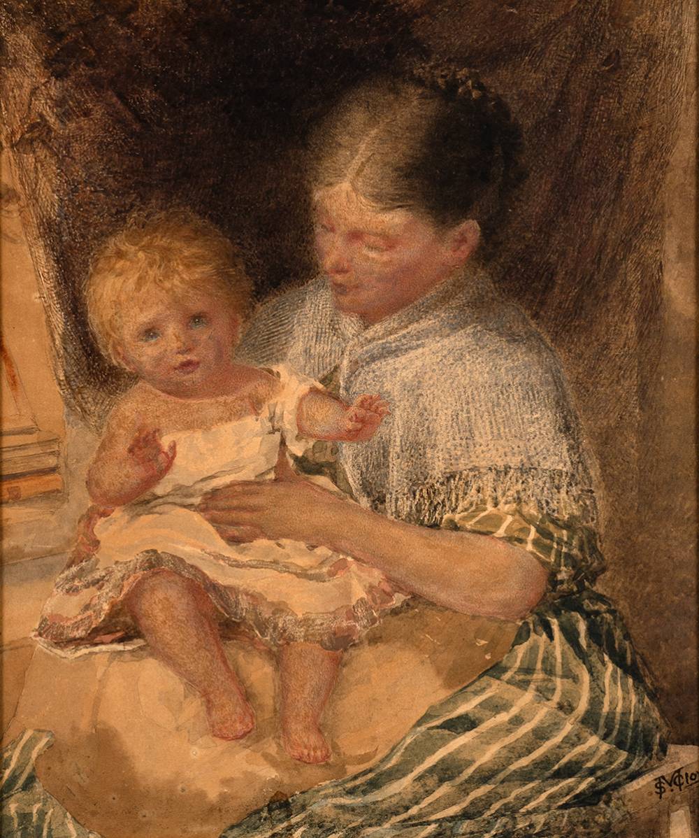 THE BABY, HIS DAUGHTER ELIZABETH, c. 1870 by Samuel McCloy (1831-1904) at Whyte's Auctions