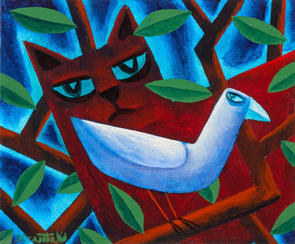 CAT AND BIRD by Graham Knuttel (b.1954) at Whyte's Auctions