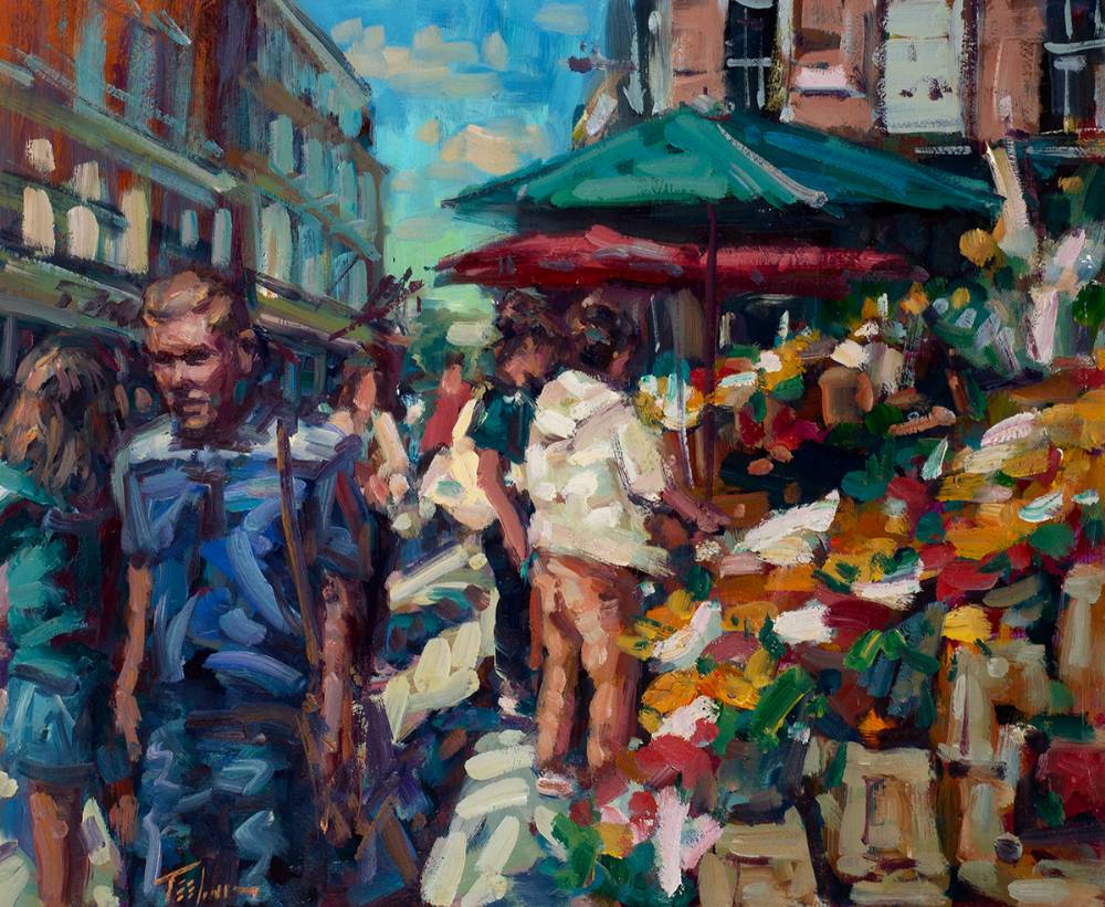 FLOWER SELLERS, GRAFTON STREET, DUBLIN by Norman Teeling (b.1944) (b.1944) at Whyte's Auctions
