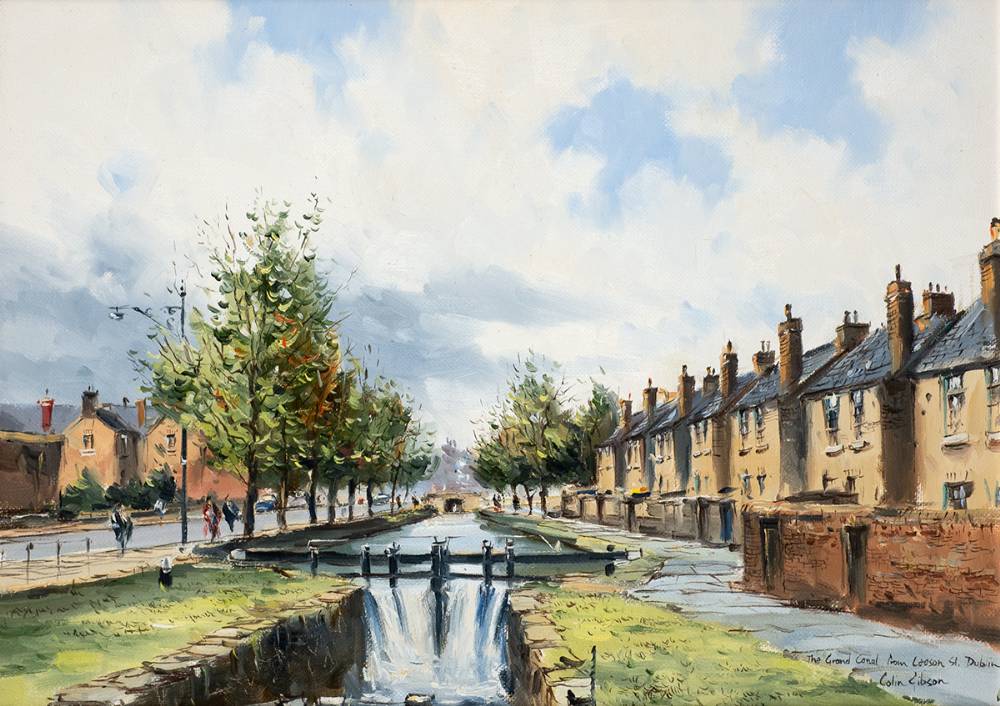 THE GRAND CANAL FROM LEESON STREET, DUBLIN by Colin Gibson RUA (b.1948) RUA (b.1948) at Whyte's Auctions