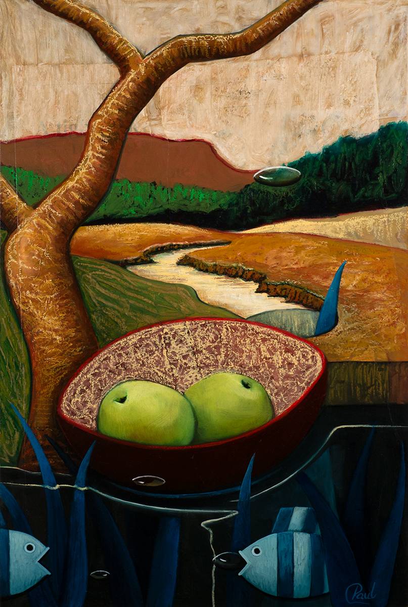 FISH AND FRUIT BEFORE A LANDSCAPE by Paul D'Arcy (b.1967) at Whyte's Auctions