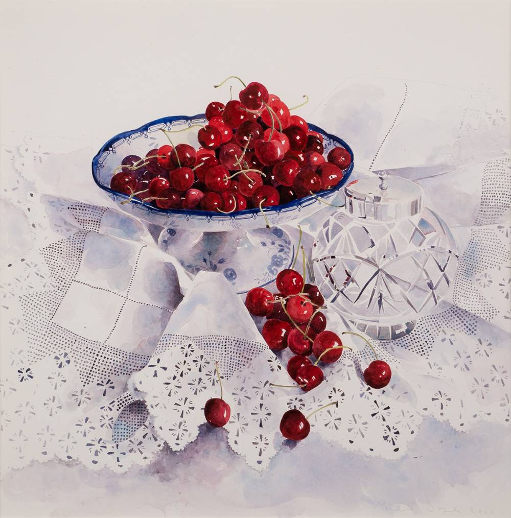 STILL LIFE WITH CHERRIES, 2000 by Pauline Doyle sold for �340 at Whyte's Auctions