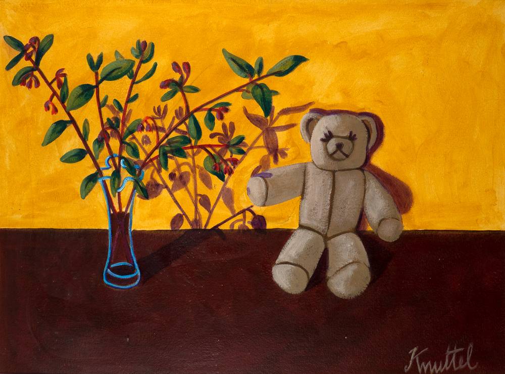 STILL LIFE WITH TEDDY BEAR AND FLOWERS by Graham Knuttel (b.1954) at Whyte's Auctions