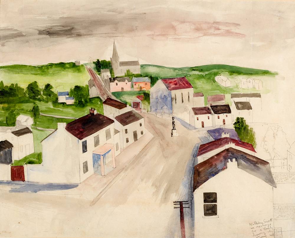 VIEW OF AN ULSTER VILLAGE, 1941 by William Scott CBE RA (1913-1989) at Whyte's Auctions