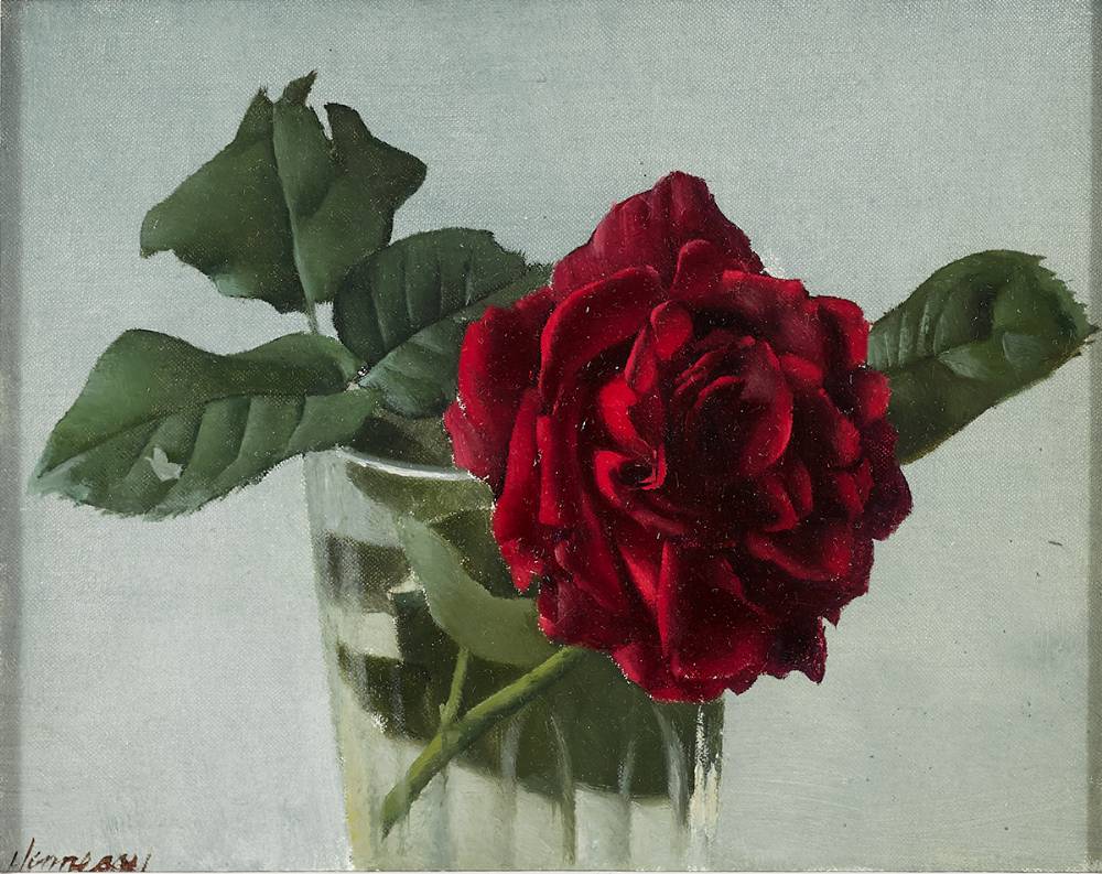 STILL LIFE WITH ROSE by Patrick Hennessy RHA (1915-1980) at Whyte's Auctions