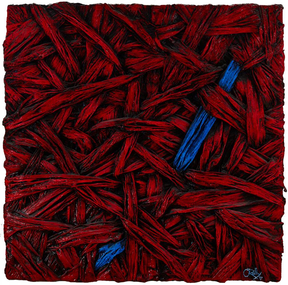 BLUE STRIPE ON CRIMSON, 2007 by Patrick O'Reilly (b.1957) at Whyte's Auctions