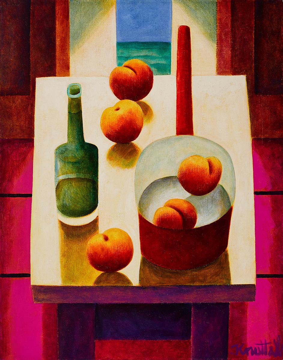 STILL LIFE WITH BOTTLE AND FRUIT by Graham Knuttel sold for �4,400 at Whyte's Auctions