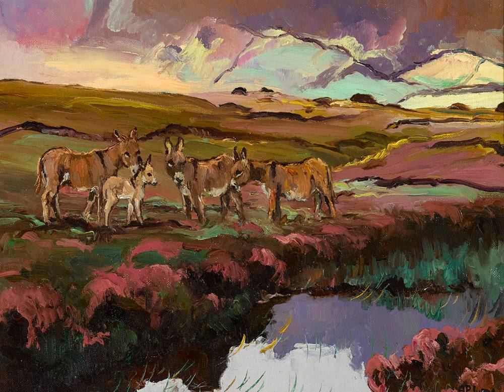 DONKEYS NEAR DUNFANAGHY, COUNTY DONEGAL by Anne Primrose Jury RUA (1907-1995) RUA (1907-1995) at Whyte's Auctions